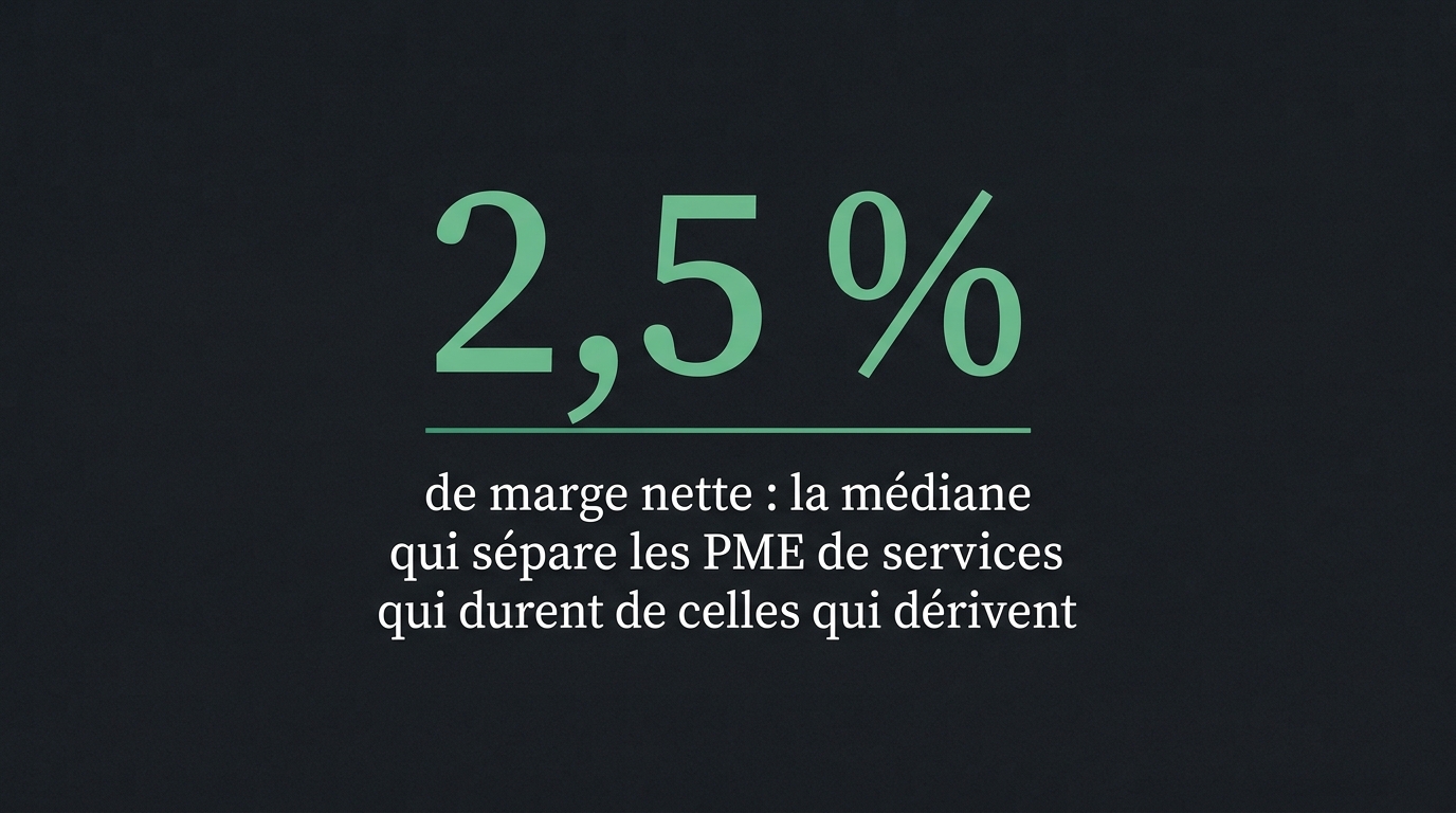 Repère estimé d'environ 2,5 % de marge nette pour une PME de services