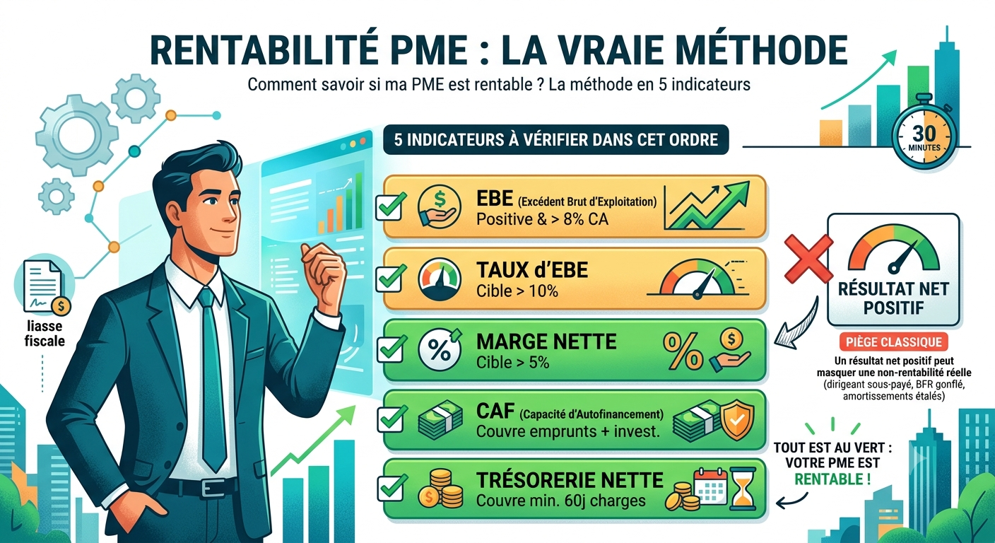 Infographie : mesurer la vraie rentabilité des commerciaux en PME de services (coût chargé, marge brute, fuites de marge)