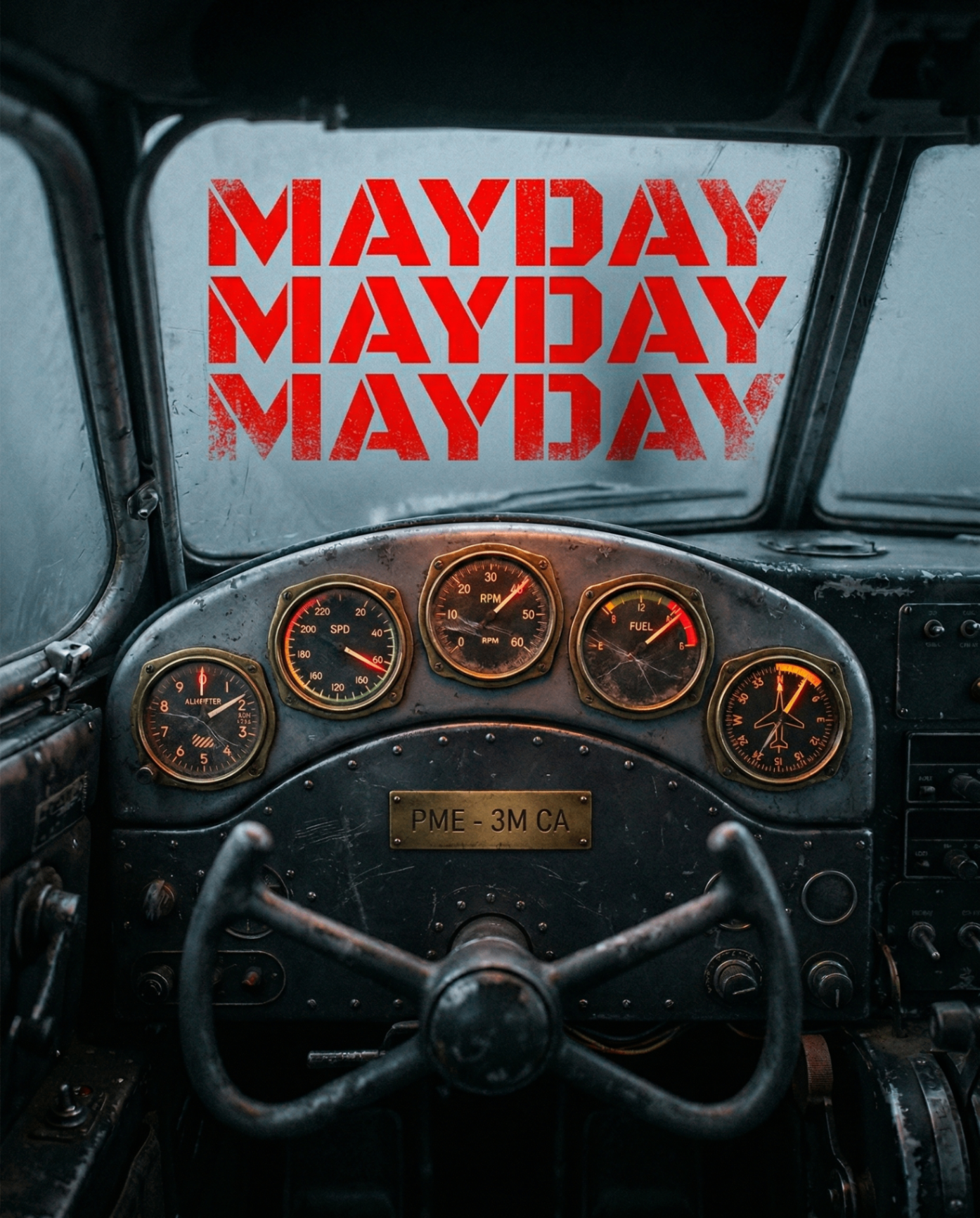 Cockpit d'avion avec jauges en zone rouge - MAYDAY - les 5 ratios de défaillance PME